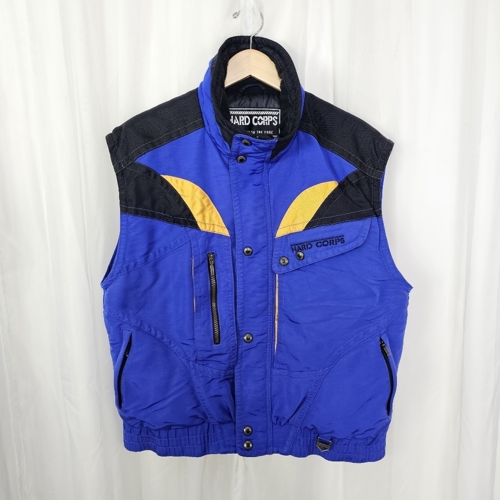 Vintage Hard Corps Thermoloft purple/blue yellow black insulated vest size 42